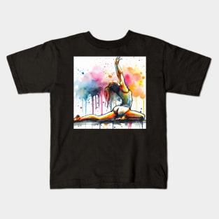 Artistic illustration of a gymnast in the floor exercise Kids T-Shirt